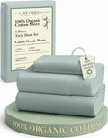 LANE LINEN 100% Organic Cotton Twin Bed Sheet Set, Mercerized Fully Elasticized by LaneLinen