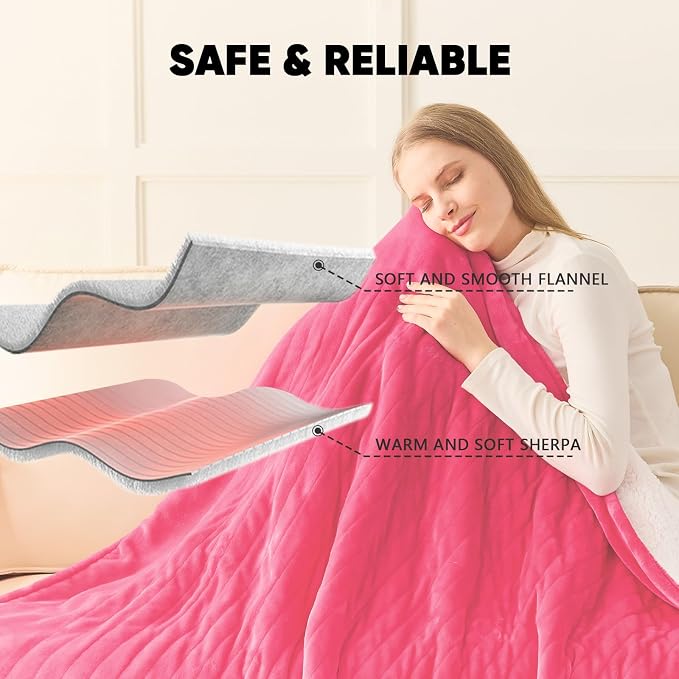 greenoak Heated Blanket Electric King Size 100"X90" Dual Control, Heating - Image 7