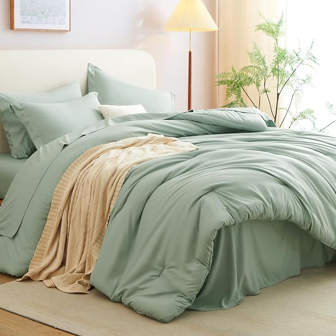 CozyLux Twin XL Comforter Set Sage Green, 5 Pieces Bed in a Bag Twin Extra Long - Image 8