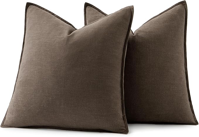MIULEE Decorative Linen Pillow Covers 20x20 Inch CoffeeBoho Farmhouse Neutral - Image 7