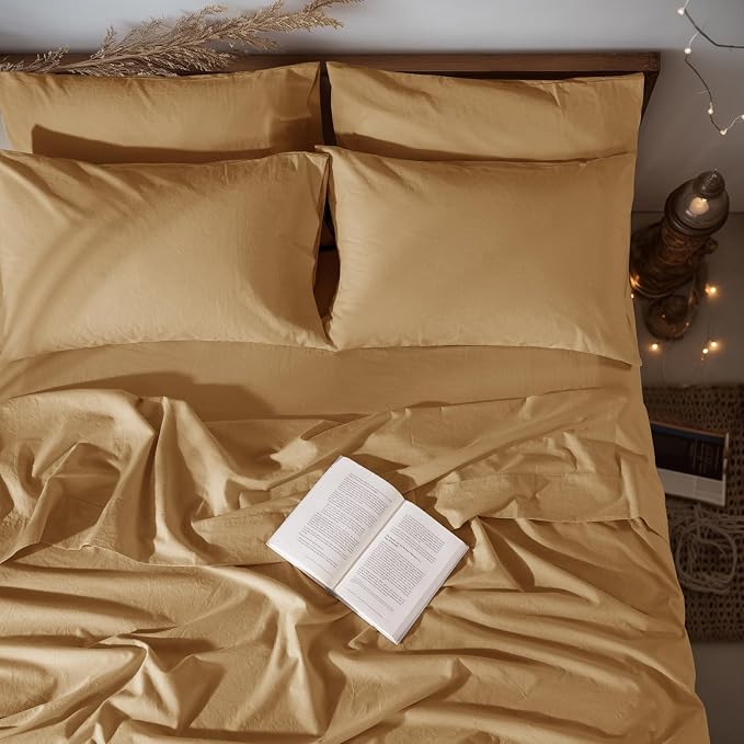 LBRO2M 100% Pure Linen Sheet Set Deep Pocket Up to 16" Bed Sheets Sets by LBRO2MBedding