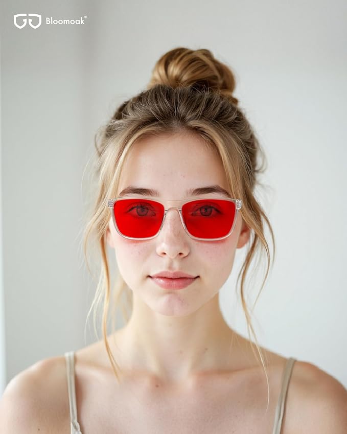 Bloomoak 100% Red Lens Blue Green Light Blocking Glasses- Dual AR Coatings - Image 2