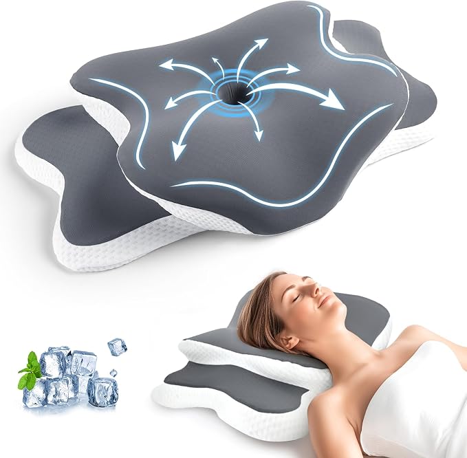 Cervical Memory Foam Pillow for Neck Pain Relief, Cooling Ergonomic Contour by Unknown