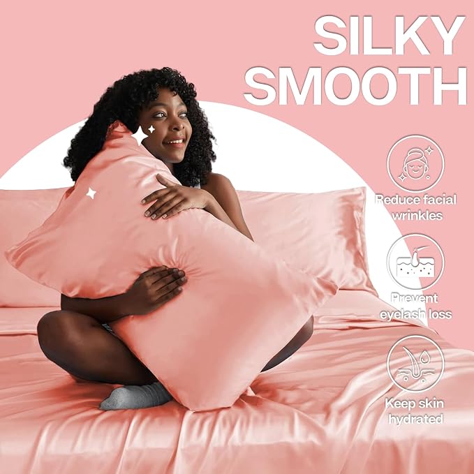 MR&HM Satin Pillowcase for Hair and Skin, Silk Satin Pillowcase 2 Pack - Image 4