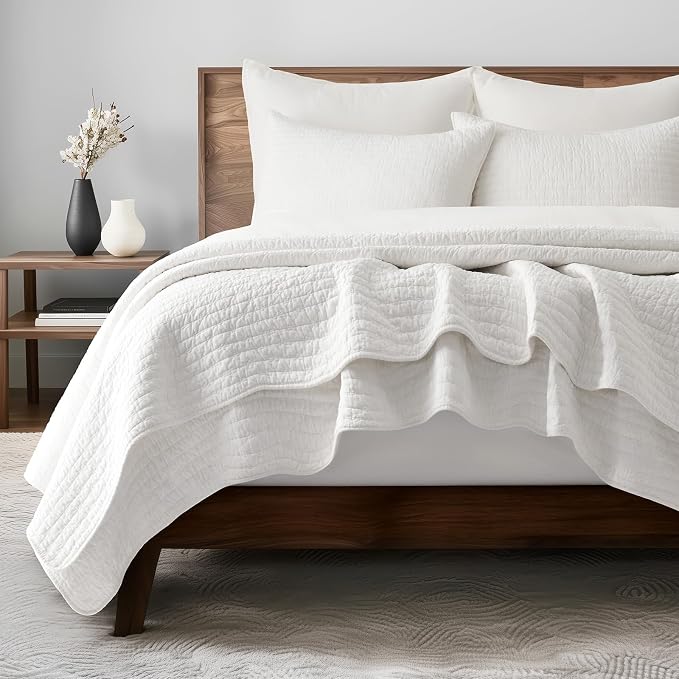 EVERGRACEHOME Cross Stitch Pre-Washed Cotton Quilt Bedding Set King Size by EVERGRACEHOME
