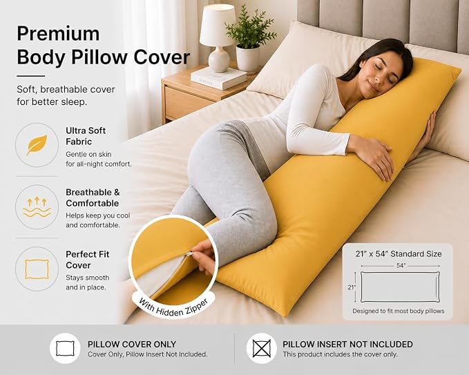 EVOLIVE Body Pillow Cover 21"x54", Ultra Soft Microfiber Pillowcase - Image 3