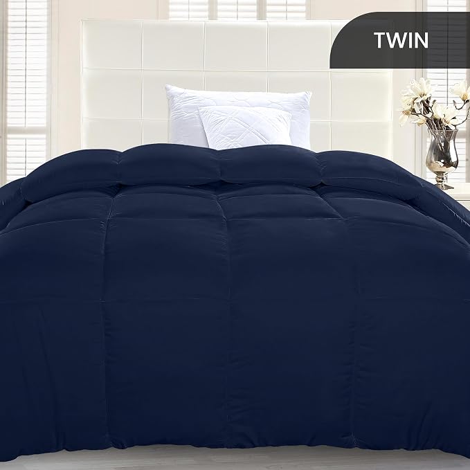 Utopia Bedding Twin Comforter Duvet Insert, Quilted Navy Comforter - Image 2