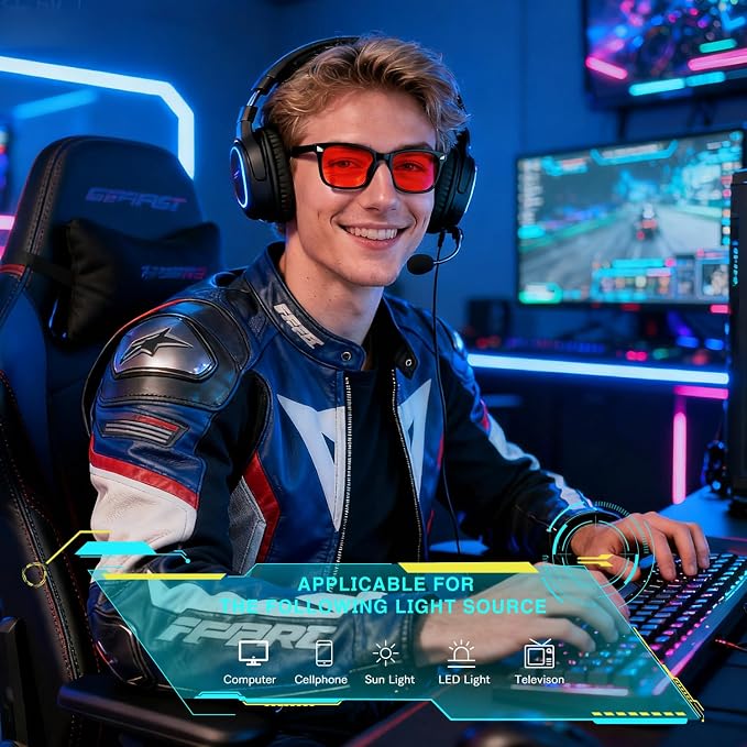 Red Lens Glasses Blue Light Glasses - Image 2