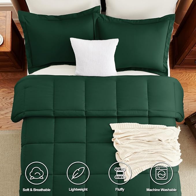 CozyLux Oversized King Comforter Set, 3 Pieces Emerald Green 120x98 Box - Image 4