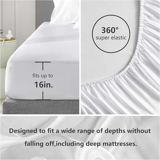 CozyLux Satin Sheets King Size Sheet Set - Image 4