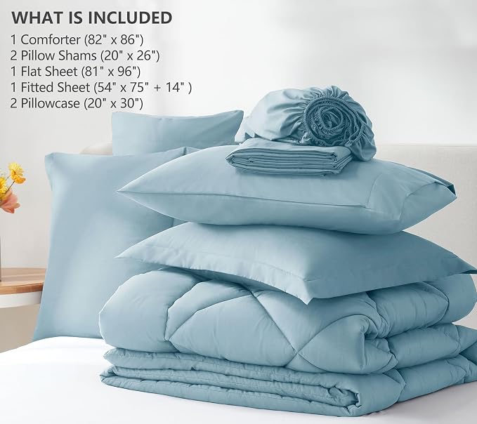 CozyLux Full Size Comforter Sets Light Blue - Image 6