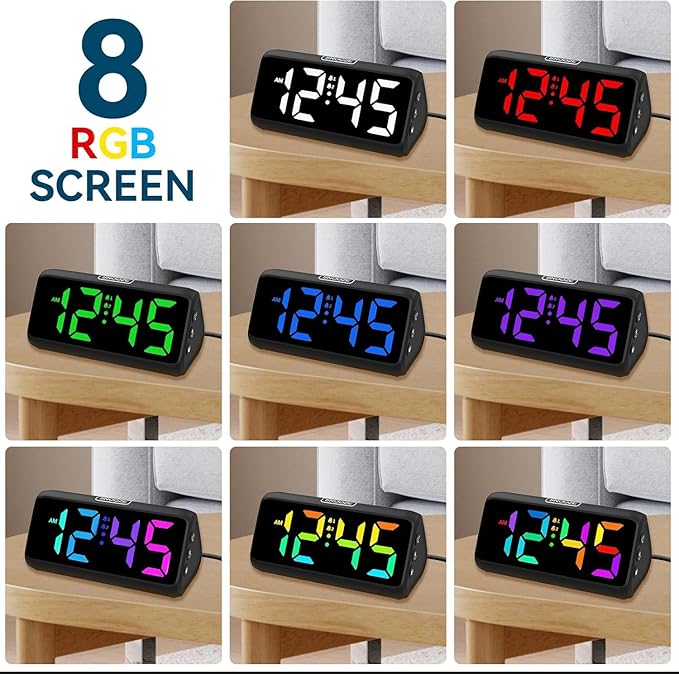 Netzu Loud Alarm Clock for Heavy Sleepers, RGB Alarm Clocks for Bedrooms - Image 2