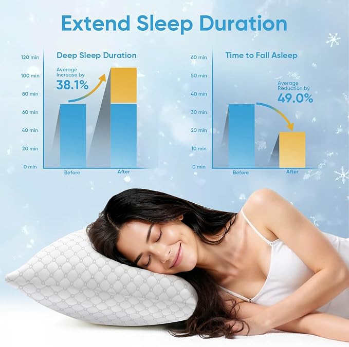 OAISZ Shredded Memory Foam Pillow, King Size Cooling Adjustable Firm Bed Pillow - Image 5