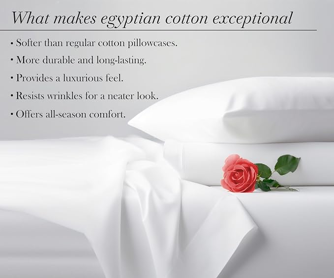 California Design Den 100% Egyptian Cotton Pillow Cases Queen Size Set of 2 - Image 7