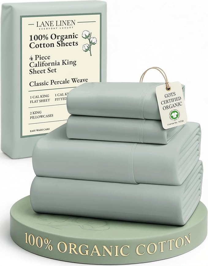 LANE LINEN 100% Organic Cotton California King Sheets Set, Soft & Comf Low Pill by LaneLinen