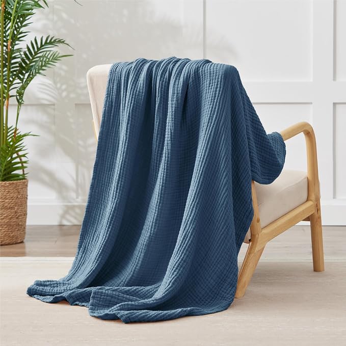 100% Cotton Muslin Blanket Twin 60" x 80", Breathable and Lightweight Cotton - Image 5
