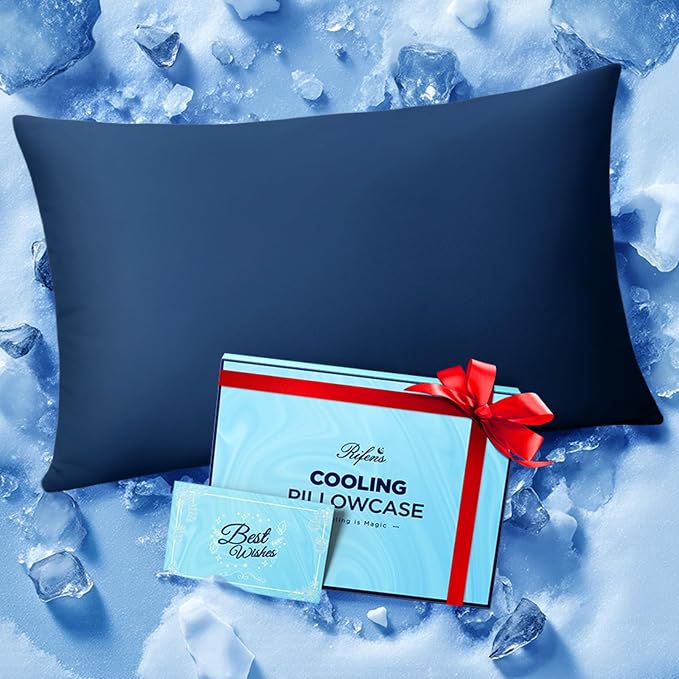 Ice Cooling Pillowcase for Hot Sleepers, Instantly Cool, Stays Cold All Night by Rifens