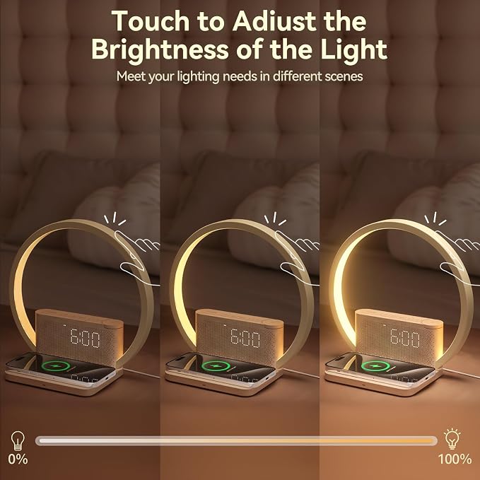 Vivilumens Sunrise Alarm Clock Wireless Charger, 10 White Noise Sound Machine - Image 8