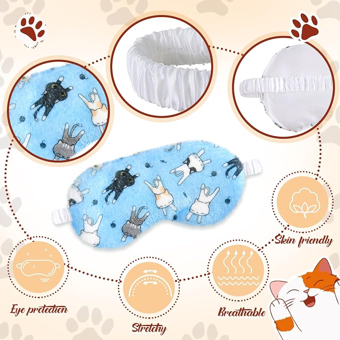 Cuffbow 6 Pack Plush Sleep Mask Set, Cute Plush Eye Masks - Image 3