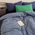 Nayoroom Navy Blue Gingham Duvet Cover Queen Size 100% Washed Cotton Plaid by Nayoroom