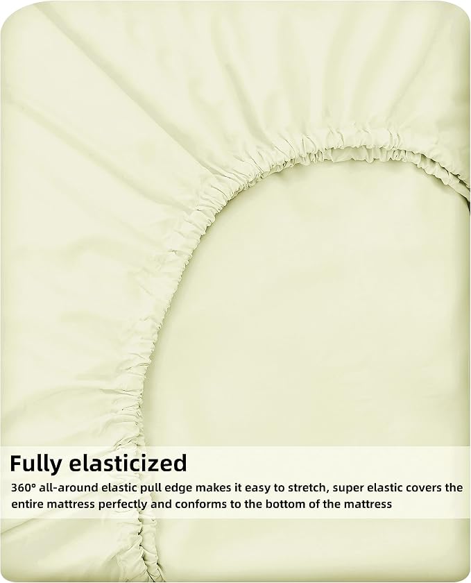 HBHLFZ Full Fitted Sheet Only, Soft Breathable Bottom Sheet - Image 5