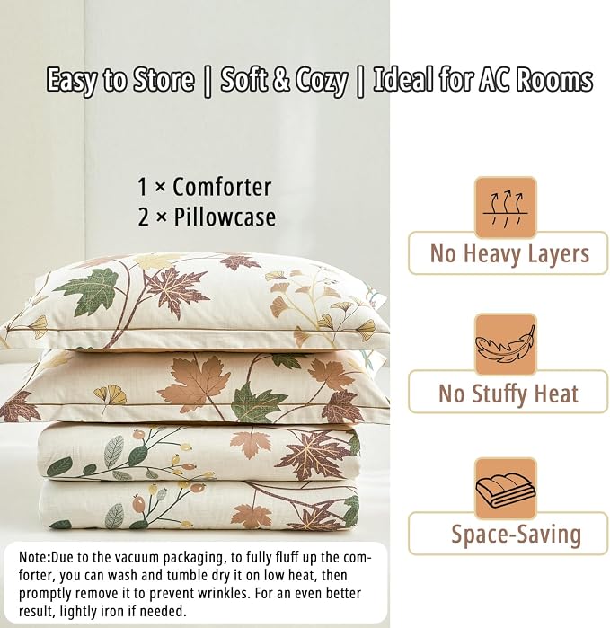 LEMIROE Botanical Cotton Comforter King Size - Image 7