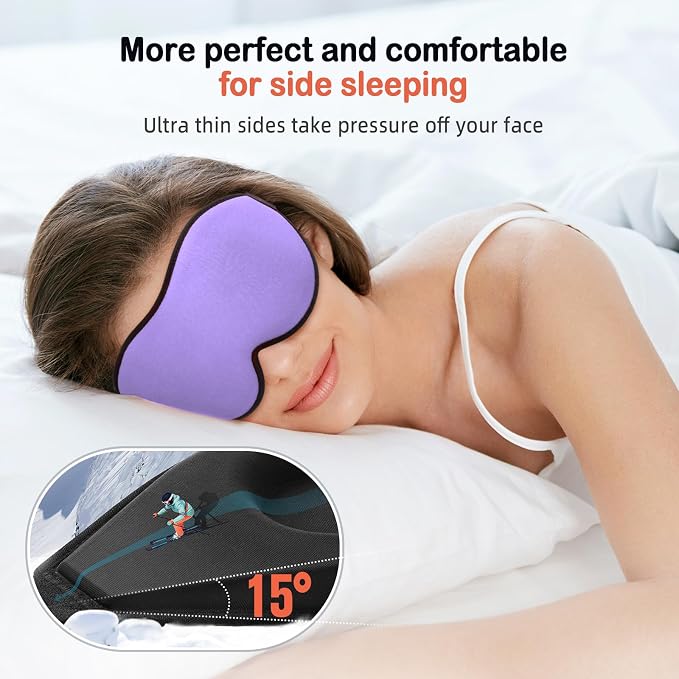 LitBear Sleep Mask for Side Sleeper Women Men, Eye Mask for Sleeping Light - Image 2