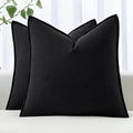 MIULEE Decorative Linen Euro Sham Pillow Covers 26x26 Black Boho Farmhouse by MIULEE