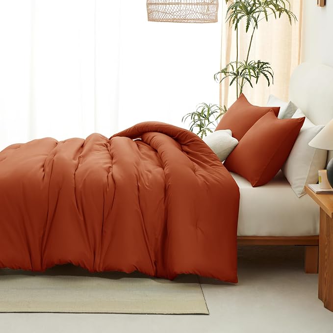CozyLux Oversized King Comforter Set Terracotta, 3 Pieces 120x98 Solid - Image 6