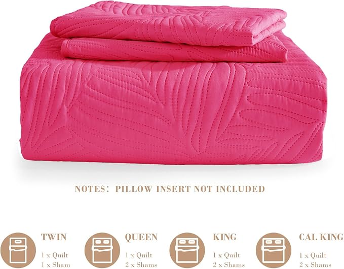 Exclusivo Mezcla Twin Quilt Bedding Set, Lightweight Hot Pink Quilts Twin Size - Image 6
