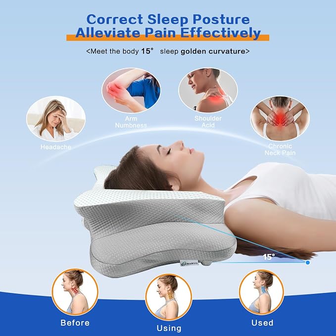 Pain Relief Cervical Pillow for Neck Support, Adjustable Ergonomic Pillow Cozy - Image 4