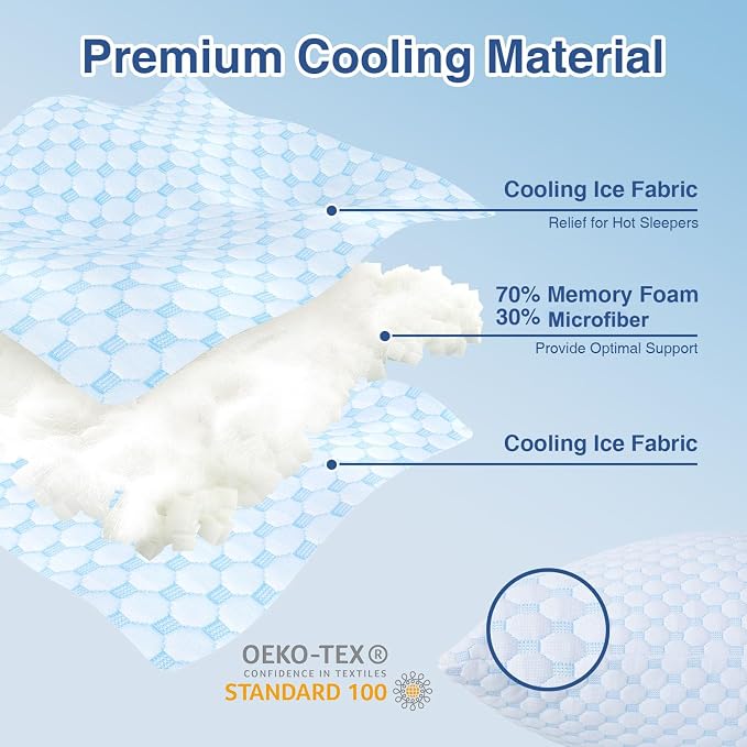 Favocama Cooling Pillow for Sleeping, Shredded Memory Foam Pillows King Size - Image 4