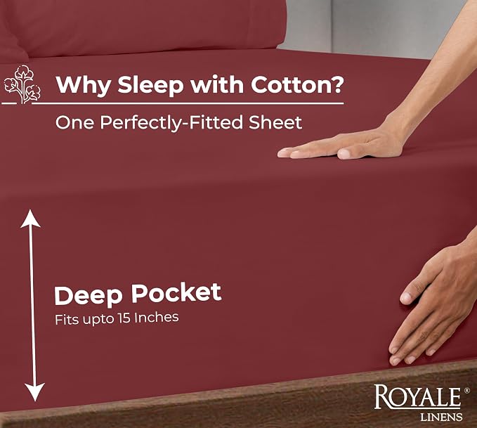 Royale Linens 100% Organic Cotton Fitted Sheet - Image 2