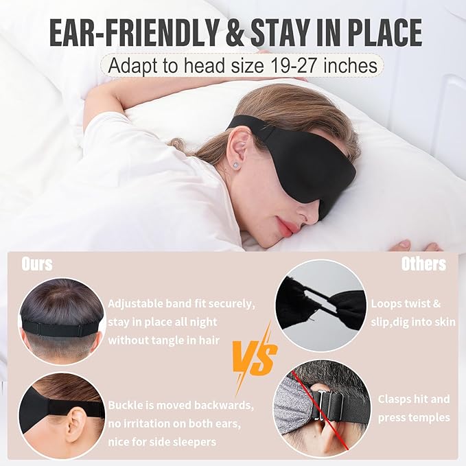 YIVIEW Sleep Mask for Side Sleeper, Complete Light Blocking 3D Sleeping Eye Mask - Image 6