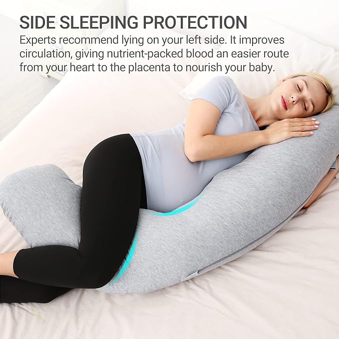 Momcozy Pregnancy Pillows for Side Sleeping, J Shaped Maternity Body Pillow for - Image 3