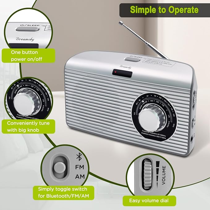 DreamSky Bluetooth Speaker Radio Sleep Timer, Hi-Fi Clear Extra Loud Sound - Image 5