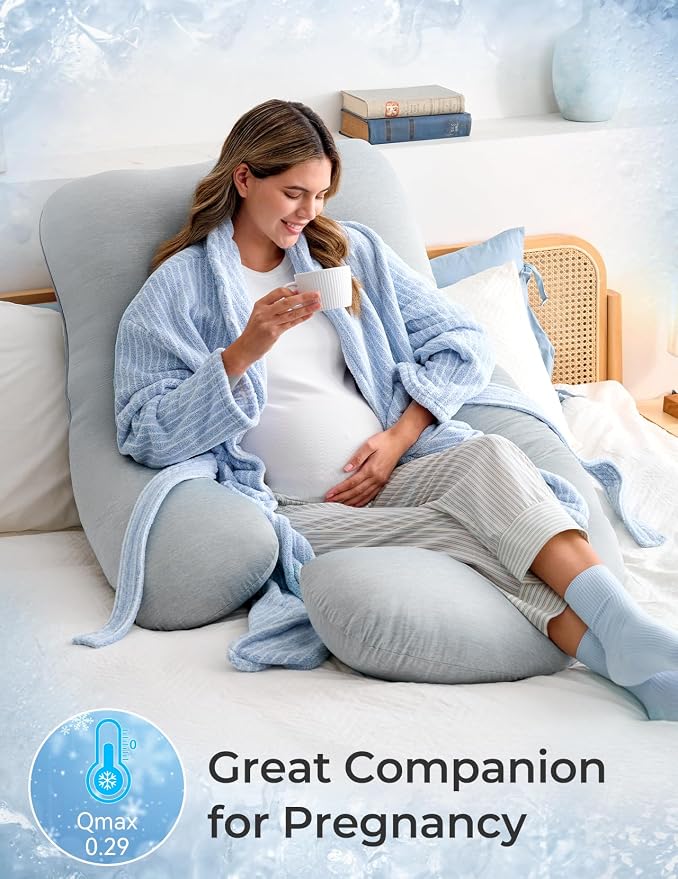 Momcozy Pregnancy Pillows with Cooling Cover, U-Shaped Full Body Maternity - Image 2