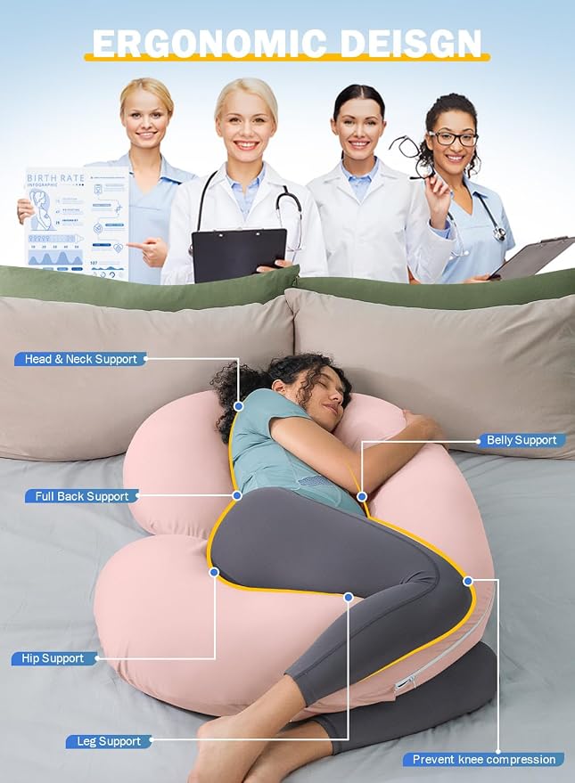 INSEN Cooling Pregnancy Pillow, Maternity Pillow - Image 3
