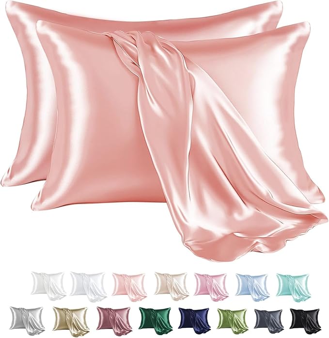 MR&HM Satin Pillowcase for Hair and Skin, Silk Satin Pillowcase 2 Pack by MRHM