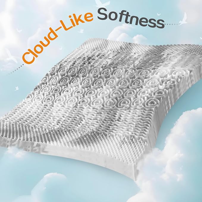 SINWEEK 2 Inch Mattress Topper 5-Zone Memory Foam Mattress Topper Pressure - Image 6