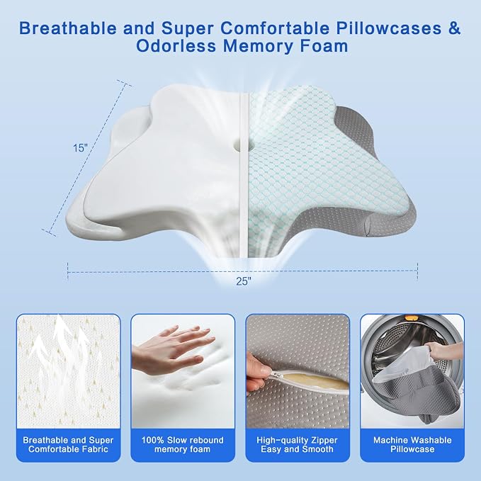 Pain Relief Cervical Pillow for Neck Support, Adjustable Ergonomic Pillow Cozy - Image 5