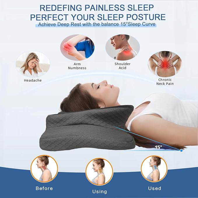 Pain Relief Cervical Pillow for Neck Support, Adjustable Ergonomic Pillow Cozy - Image 2