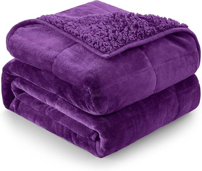 Cottonblue Weighted Blanket 15 lbs Queen Size, Flannel Shaggy Sherpa Weighted by Cottonblue