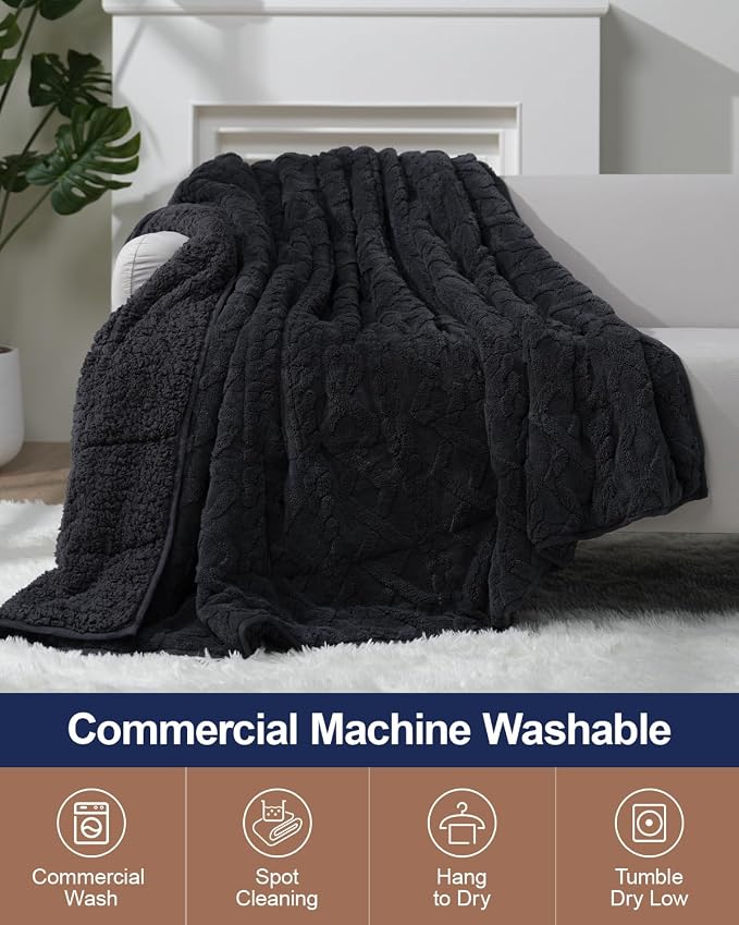 Super Fuzzy Soft Sherpa Fleece Weighted Blanket, 20 lbs Dual Sided Fluffy Heavy - Image 5