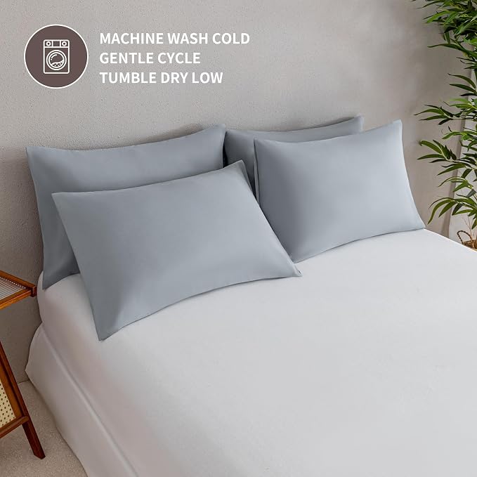 MINIPANDA Light Grey Pillow Cases Set of 4 Queen Size - Image 6