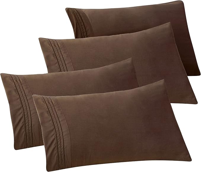 Elegant Comfort 4-PACK Solid Pillowcases 1500 Premium Hotel Quality Microfiber by ELEGANTCOMFORT