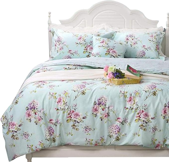 FADFAY Girls Bedding Floral Duvet Cover Set Twin Size Hydrangea Flower 100% by CottonWorldSweetDream