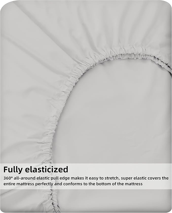 HBHLFZ Twin Fitted Sheet Only 2 Pack, Soft Breathable Bottom Sheet - Image 5