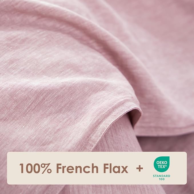 DAPU Pure Linen Duvet Cover Set, 100% Yarn-Dyed French Linen, Breathable and - Image 2