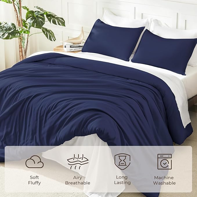 Litanika Navy Blue Twin/Twin XL Comforter Set, 2 Pieces Lightweight Solid - Image 3